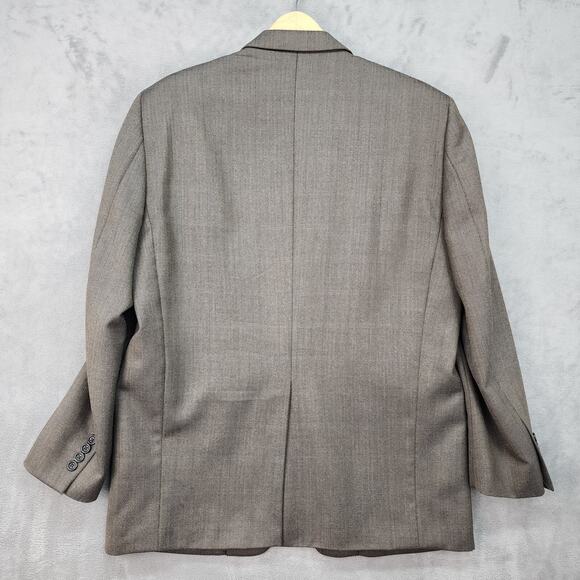 Joseph & Feiss Sport Coat Mens 42R Brown Herringbone Wool 2 Button Blazer Jacket - Picture 3 of 14